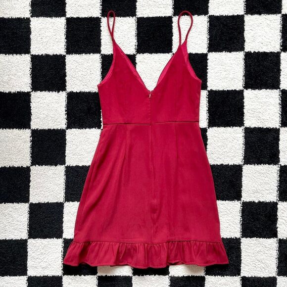 Princess Polly Red Ruffle Hem Dress XS - Picture 2 of 3